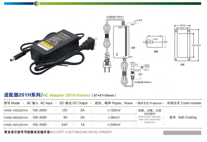 WHOOSH Licht-Streifen-Adapter-Überwachungskamera-Stromadapter 24W 2A LED 0