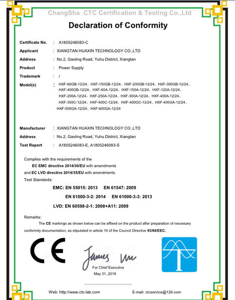 China Hunan Huaxin Electronic Technology Co., Ltd. zertifizierungen